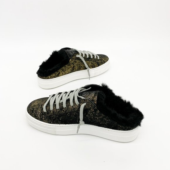 P448 Clara Metallic Faux Fur Platform Sneakers - Picture 7 of 9